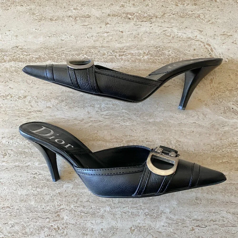 Vintage Dior Flight D Buckle Mule Heels - Picture 5 of 10
